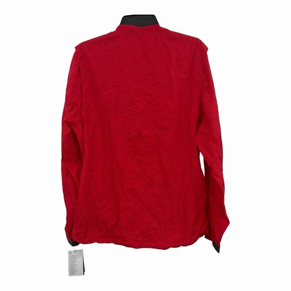 Nike Baseball Wind Shirt Mens M Pullover Long Sleeve Red Gray Jacket Embroidered